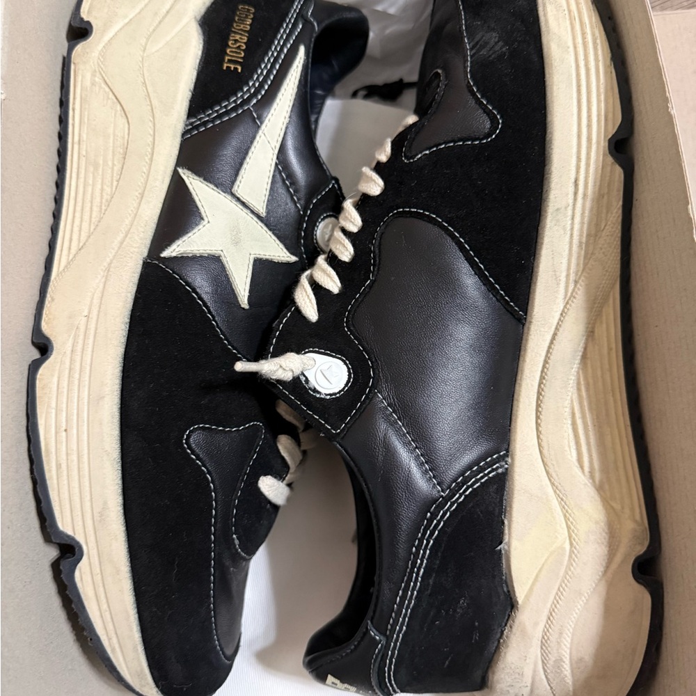 Golden Goose Black and Cream Sneakers